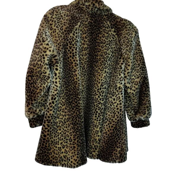 Vintage David Leinoff Mob Wife Old Money Faux Fur Leopard Print Swing Coat Sz 12 - Picture 6 of 10